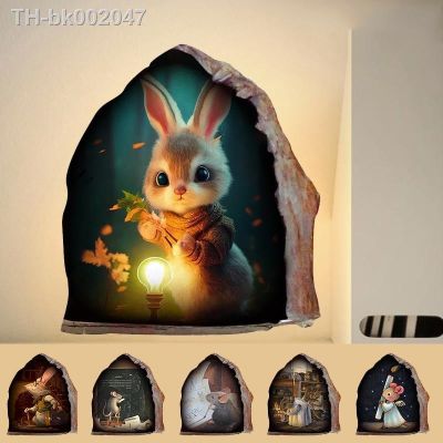 ▣ T6 Наклейки На Стену Funny Mouse Hole Wall Stickers Waterproof Cartoon Home Decoration Living Room Decals