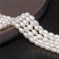 5mm Oval Freshwater Pearl Beads Baroque Small White Natural Punch Pearl Beads For Jewelry Making DIY Accessories Supplies 14 quot;