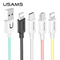 325วังฮีขายดี - / USAMS 1เมตร2A ที่มีสีสันค่าใช้จ่ายสายเคเบิลข้อมูลสายฟ้า Type C M Icro USB สายโทรศัพท์สำหรับ iPhone 13 12 11หัวเว่ย Xiaomi ซัมซุง