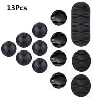 13Pcs Black Self Adhesive Cable Clips Cord Organizer Cable Management Self-Adhesive Desktop PC Wire Holder