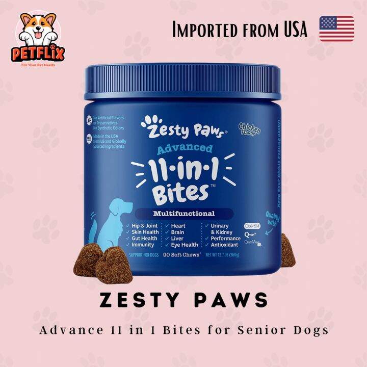 Zesty Paws Advance 11 in 1 Multivitamin Bites for Senior Dogs Chicken