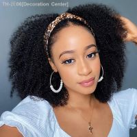 Afro Kinky Curly Headband Wigs 180 Density Human Hair Wig Glueless Headband Kinky Curly Wig For Black Women Remy Jarin Hair [ Hot sell ] Decoration Center