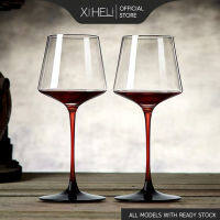 แก้วไวน์ แก้วไวน์แดง แก้วใส wine glasses 2ชิ้น 500ml บอร์กโดซ์โบว์แดงแก้วคริสตัลไร้สารตะกั่วหรูหรากุณโฑ