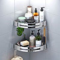 Bathroom Shelf Organizer Shower Storage Rack Black Corner Shelves Wall-Mounted No-drilling Space Aluminum Toilet Shampoo Holder