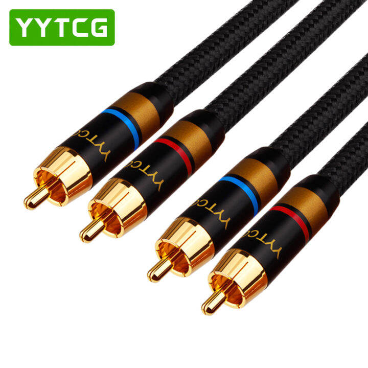 HIFI 6N OFC line Male-Male 2RCA audio Cable 4 RCA Plug connector TV DAC ...