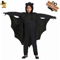 Cross-border children black bats jumpsuits stage costumes Halloween Halloween party dress