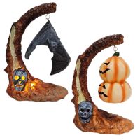 Halloween Pumpkin Bat Light Scary Prop and Light Up Tabletop Decoration for Outdoor Indoor Halloween Decor