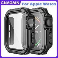 เคสสำหรับ Apple Watch ขรุขระ CNAGAIN 45มม. 49มม. ซีรี่ส์พิเศษ8 7 6/5/4/3/2/1 41มม. 44มม. 40มม. 42มม. 38มม. พร้อมปกป้องหน้าจอกระจกเทมเปอร์เคส TPU แบบแข็งสำหรับสมาร์ทวอท์ช6 5 4 3 2 1