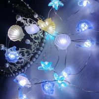 【LZ】☸  2m 20led seashell starfish mar luzes da corda alimentado por bateria luzes de fadas sereia sob mar tema festa de aniversário casamento decoração