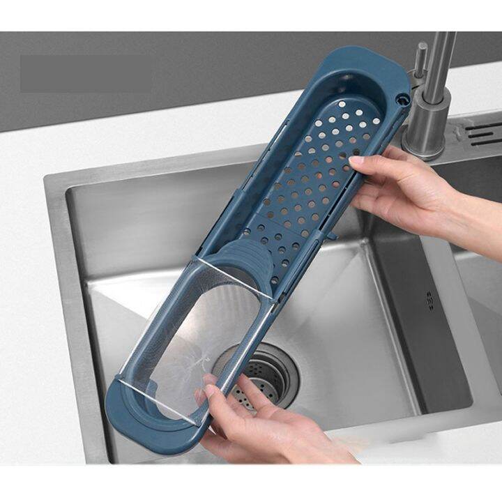 telescopic-sink-organizer-tray-sponge-holder-soap-towel-storage-basket-drain-rack-sink-drain-shelf-kitchen-accessories