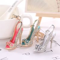 High Heel Shoe Keychain for Women Rhinestone Crystal Purse Car Key Chains Alloy Keyring Souvenir Gifts Jewelry Accessories