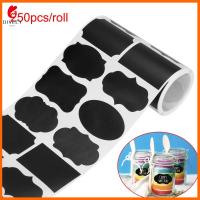 DIVECY 250pcs/roll กันน้ำ เครื่องเทศ บ้าน ขวดแยม ปากกามาร์กเกอร์ แท็กขวด ป้ายกระดานดำ สติ๊กเกอร์ฉลาก