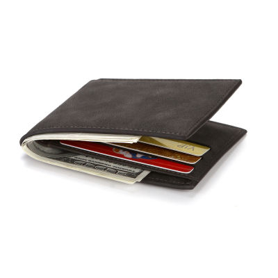 Cestlafit Store กระเป๋าสตางค์ผิวด้านวินเทจของผู้ชายใหม่กระเป๋าสตางค์กระเป๋าเก็บบัตรสร้างสรรค์หลายช่องเสียบบัตร Dompet Koin มีซิป