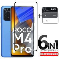 6-in-1 For Poco M4 Pro 4G Glass For Xiaomi Poco M4 Pro Tempered Glass Full Glue Screen Protector For Poco X4 M4 Pro Lens Glass