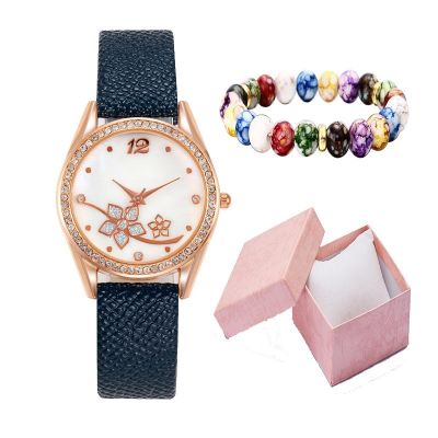 【July】 2023 new womens flower fashion diamond-encrusted belt watch water drop quartz models foreign trade explosion