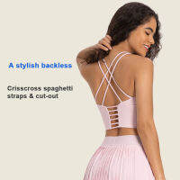 Buttery Soft Strappy Back Sports s Padded Crisscross Backless U-neck Cropped Yoga s Workout Clothes for Women Gym Tank Top