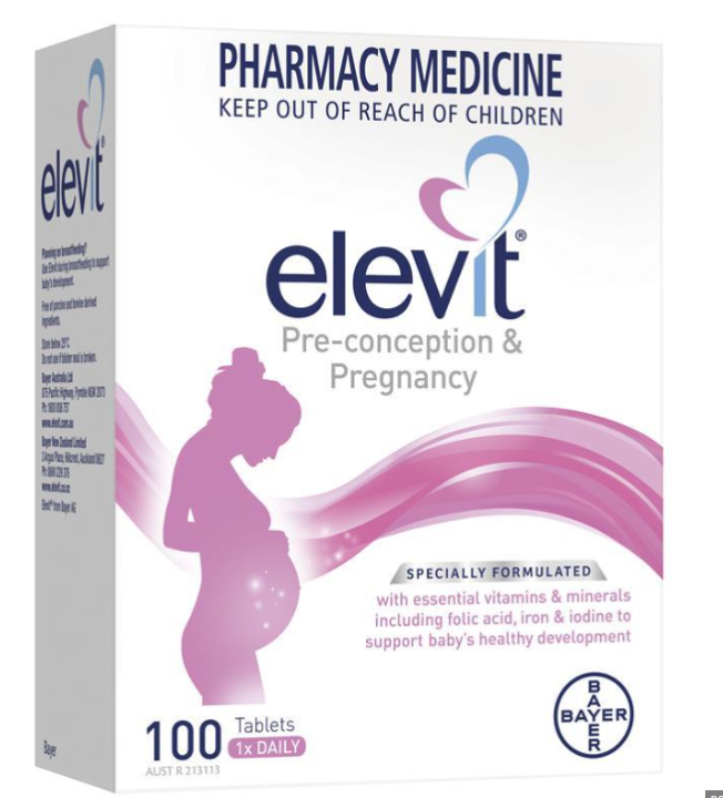 เอเลวิท-วิตามินเตรียมตั้งครรภ์-elevit-pregnancy-multivitamin-100-tablets-อาหารเสริมสำหรับคุณแม่เตรียมตั้งครรภ์