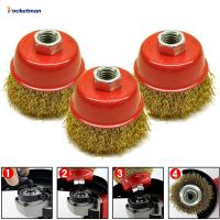 Remove Rust Brush Rotary Brass Steel Wire Brush Crimp Cup Set Wheel Angle Grinder for Paint Removal Deburring M14 Paint Tools Accessories