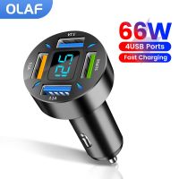 [ใหม่2023] Olaf 4พอร์ต66W USB ที่ชาร์จแบตในรถชาร์จ PD Quick Charge 3.0 USB C โทรศัพท์ในรถยนต์ที่ชาร์จสำหรับไอโฟน13 12 Xiaomi Samsung Huawei