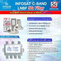 infosat LNB C-Band 5G 2จุด รุ่น CG-2 + อุปกรณ์แยกสัญญาณ Multi Switch infosat รุ่น MS34 (เข้า3 ออก4) รับชมได้อิสระ