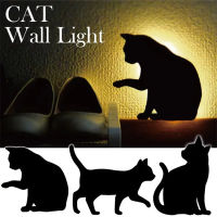 LED Cat Night Light พร้อม Motion Sensor โคมไฟกลางคืนไฟโปรเจคเตอร์อัจฉริยะ Sensor Light Sconces แบตเตอรี่ Night Light Art Decor