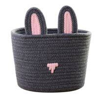 Natural Cotton Rope Woven Storage Basket Box Rabbit Organiser Bin For Nursery Kids Room Baby Toys Cosmetics Home Decor