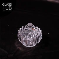 GLASS HUB( AMORN )  MAX JENOVA 12105 - ชามโบว์แก้ว พร้อมฝา ดีไซน์สวยหรู ลายคริสตัล แฮนด์เมด เนื้อใส