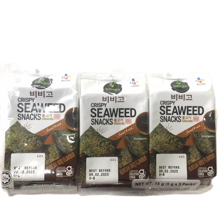 CJ BIBIGO Crispy Seaweed Snacks 5g (Set Of 3) | Lazada PH