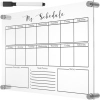 Weekly Planner Board Mini Fridge Dry Erase Board Desk Glass Dry Erase Calendar Board Acrylic Magnetic Weekly Calendar Office