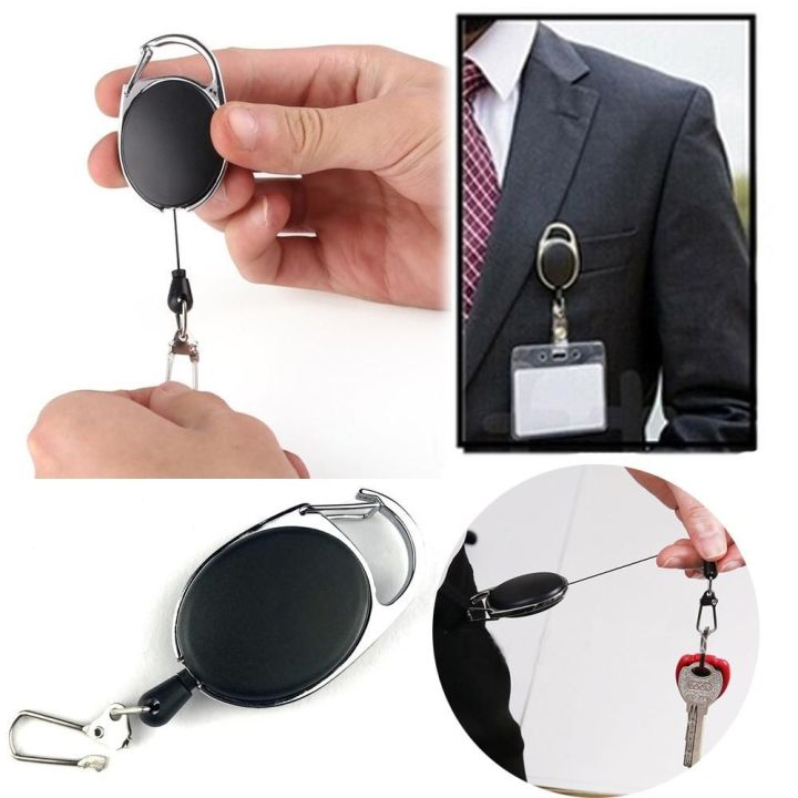 Durable Retractable Key Reel - Recoil Keyring with Clip 80cm Length