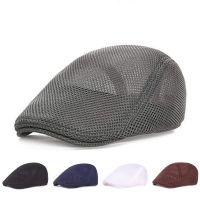 Mesh Flat Cap Sun Hat Golf Hat Beret Driving Cabbie Hat Men Beret Casual Breathable Hat