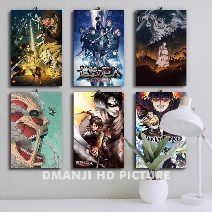 Kit Quadros Anime Shingeki No Kyojin Attack On Titan 20x30 (Branco)