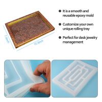 Resin Mold Silicone, Large Rectangle Rolling Tray Molds for Epoxy Resin, Resin Serving Board Mold with Edges