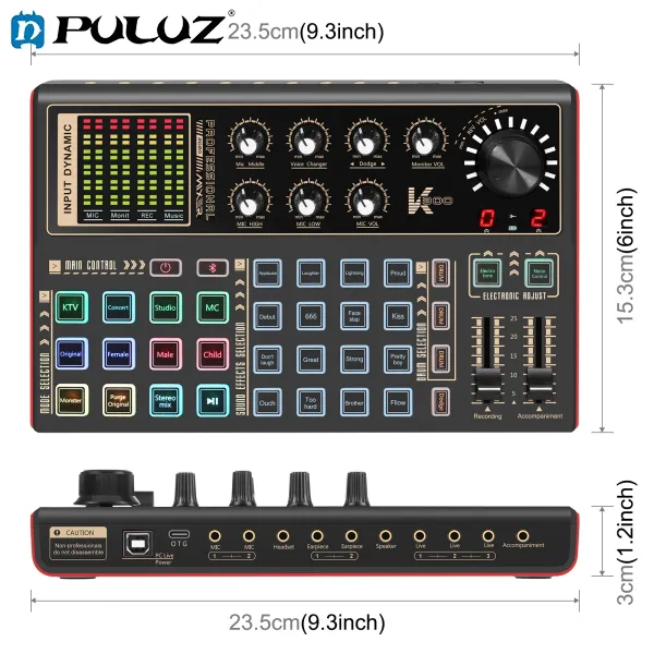 PULUZ Professional Microphone Live Sound Card Kit with Phantom Power ...