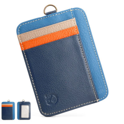 Retro Real Leather Work ID Badge Holder Access Card Bus Campus Cards Cases With Cowhide Lanyard School Office Supplies