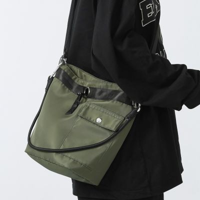 Mens Crossbody Bag Niche Bucket Bag Japanese Style Tooling Style Shoulder Bag Womens Underarm Bag Art Bag 2023