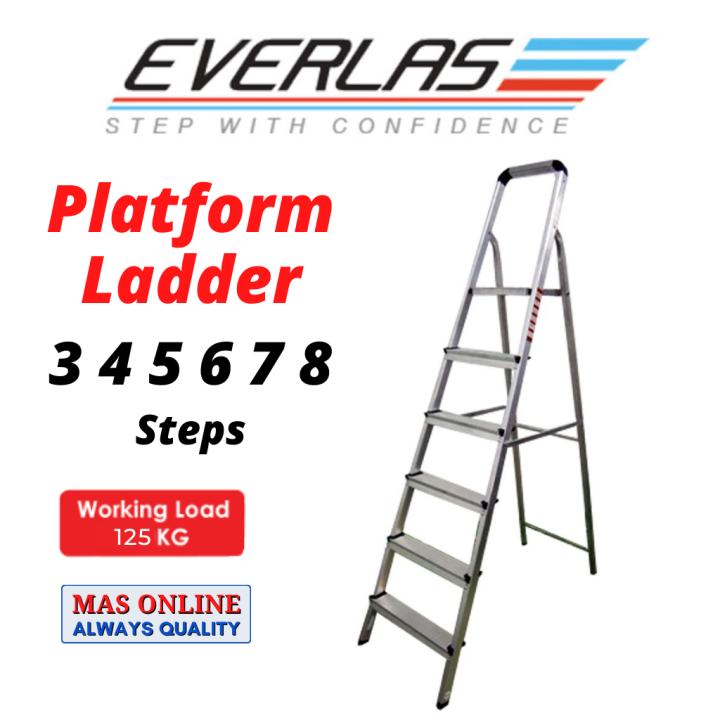 [Sirim] 125kg Everlas Aluminium Platform Ladder High Quality Tangga ...