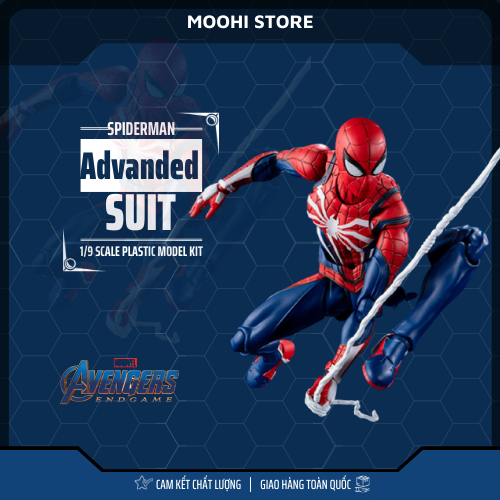 Mô hình Spider man Iron man Marvel người nhện phiên bản trang phục Advanded  cao 18cm 