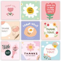 50Pcs/pack 6x6CM Flower Thank You Cards for Gift Box Package Decorative Card Holiday Cards Bakery Flower Shop Small Businesses