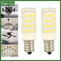 Han-Co หลอดไฟ LED หรี่แสงได้ E12,2ชิ้นหลอดไฟ LED 52ดวง5W 100ว่า130V ขั้วหลอดไฟ LED สำหรับโคมไฟพัดลมติดเพดานโคมไฟเกลือแสงสีขาว