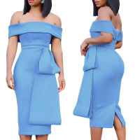 2021Women Bodycon Dress Slim Off Shoulder Sexy Date Night Celebrate Party Clubwear Dinner Elegant Tight Backless Evening Slim Tunic