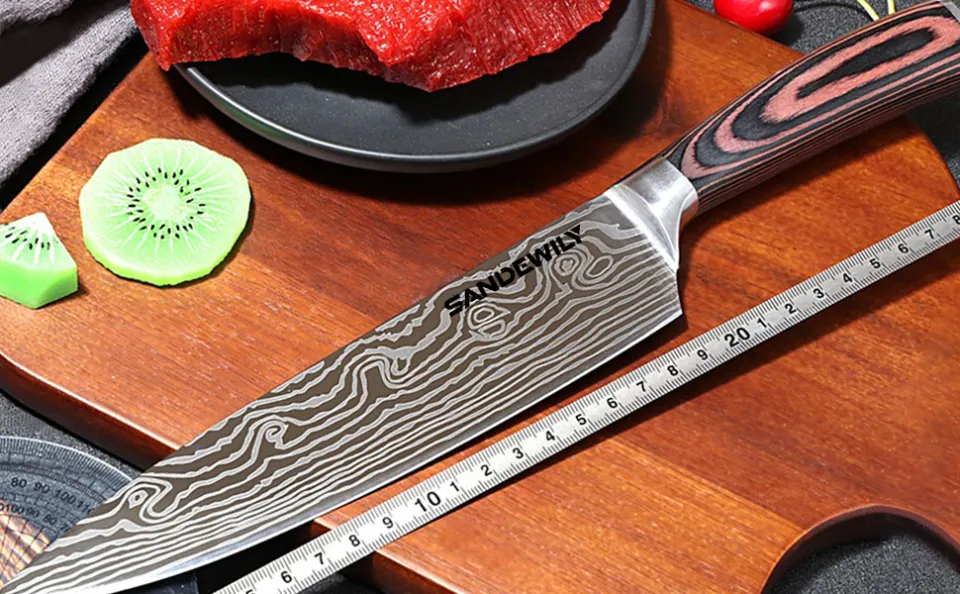 SANDEWILY Professional Kitchen Knives High Carbon Stainless Steel Chef  Knife Set,3PCS Ultra Sharp Japanese Knife with Sheath,Ergonomic Pakkawood