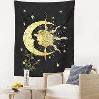 Bedroom Decor Aesthetic Tapestry Sun Moon Woman Pattern Witchcraft Wall Hanging Home Dorm Background Vintage Room Decor Tapiz