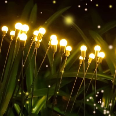 【LZ】☃№  LED Solar Powered Yards Paisagem Lâmpada Simulação de Luz Solar Firefly Shaped Buried Garden Lawn Light Decoração de Passarela