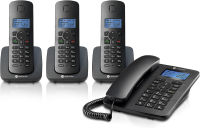 Motorola Voice C42 Corded Phone System + 3 Digital Cordless Handsets w/Answering Machine, Call Block - Black (C4203) 3 Handsets