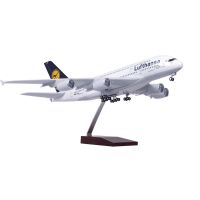 [47CM] โมเดลเครื่องบิน Lufthansa Airbus A380 Airplane Model with LED Light (Touch or Sound Control) Plane for Decoration