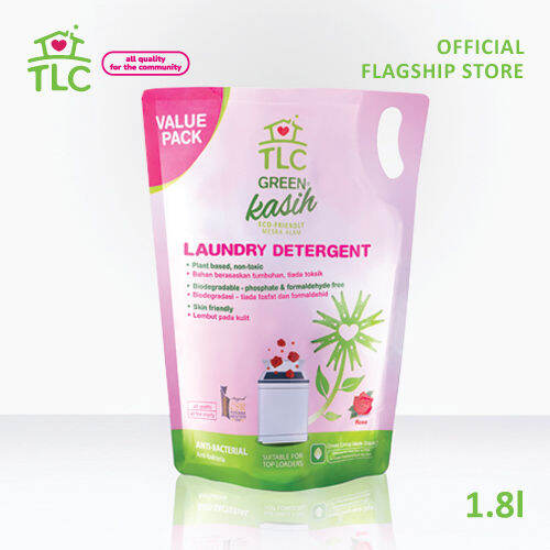 TLC Green Kasih Laundry Detergent Rose 1.8L (Refill Pack) Lazada