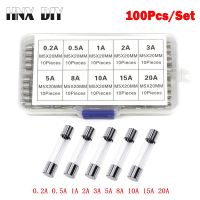 100Pcs/Set 5x20mm Quick Blow Glass Tube Fuse Assorted KitsFast blow Glass Fuses 0.2A 0.5A 1A 2A 3A 5A 8A 10A 15A 20A