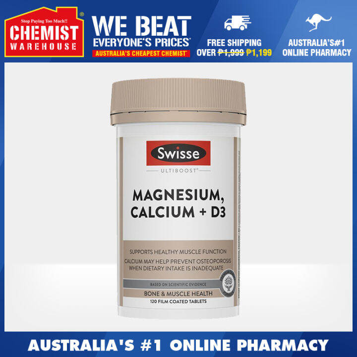 Swisse Ultiboost Magnesium Calcium + Vitamin D 120 Tablets Supports