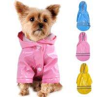 Durable Outdoor Dog Raincoat With Buttons PU Reflective Fashion Hooded Jacket For Small Waterproof Cloak Puppy Costume